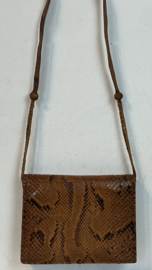 fijne slangen lederen schoudertas