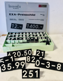 prijsbordjes, cijfers en staanders, jaren 80, set