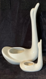 zwanen, keramiek bloempotten, set van 4