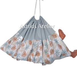 Weegdoek grijs/pastel bladeren