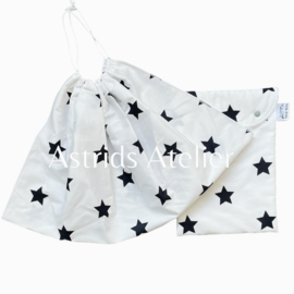 Grijze sterren set (weegdoek en opbergtasje)