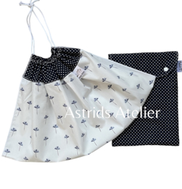 Chique blauwe set (weegdoek en opbergtasje)