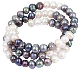 Zoetwater parel armband Wrap White Grey Blue Pearl