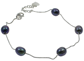 Zoetwater parel armband Pearl Chain Black