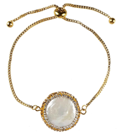 Zoetwater parel armband Bright Golden Pearl