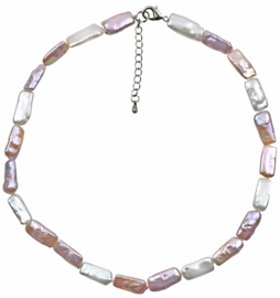 Zoetwater parelketting Pearl Rectangle Soft Colors