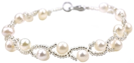 Zoetwater parel armband Twist Pearl White