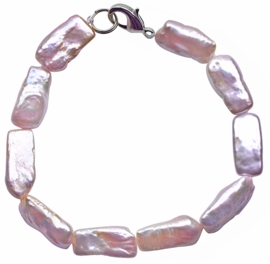 Zoetwater parel armband Pearl Rectangle Pink