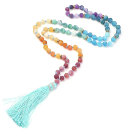 Edelstenen ketting Multi Colorful Agate with Tassel