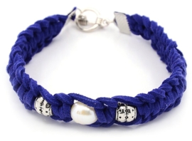 Zoetwater parel armband Pearl Blue Suède