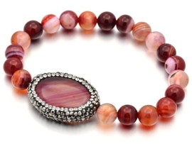 Edelstenen armband Bling Oval Red Striped Agate