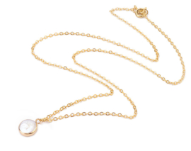 Zoetwater parelketting White Coin Pearl Gold Small