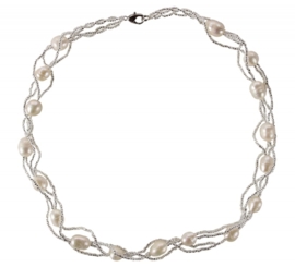 Zoetwater parelketting Twine Pearl White