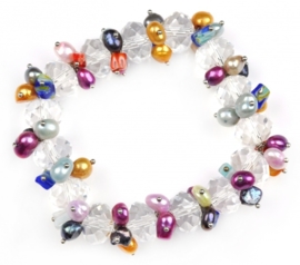 Zoetwater parel armband Colorfull Crystal