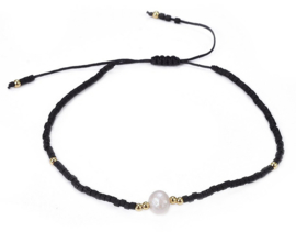 Zoetwater parel armband Mini Pearl One Black Color