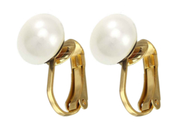 Zoetwater parel clips oorbellen Gold White Clip Pearl 10 mm