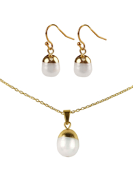 Zoetwater parel set Gold Dip White Pearl