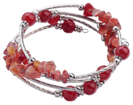 Edelstenen armband Four Loops Wrap Red Agate