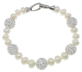 Zoetwater parel armband Bling Silver Pearl