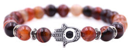 Edelstenen armband Red Lace Agate Hamsa