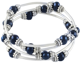 Zoetwater parel armband Three Loops Dark Blue Pearl