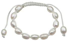 Zoetwater parel armband White Pearl Cord