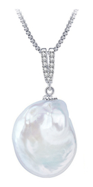 Zoetwater parelketting Bling Dangling Coin Pearl