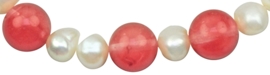 Zoetwater parel en edelstenen armband Pearl Cherry Quartz