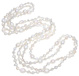 Zoetwater parelketting Long Seed Bead White