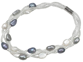 Zoetwater parel armband Twine Pearl Grey