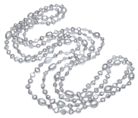 Zoetwater parelketting Long Seed Bead Grey