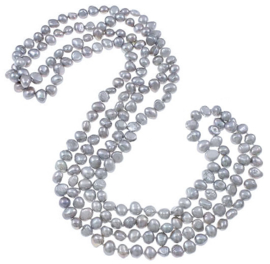 Zoetwater parelketting Long Grey Pearl