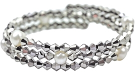 Zoetwater parel armband Pearl W Metalic Silver