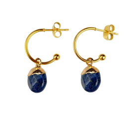 Edelstenen oorbellen Golden Hope 15 mm Lapis Lazuli