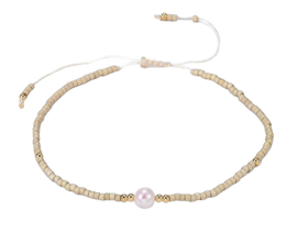 Zoetwater parel armband Mini Pearl One Wheat Color