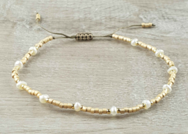 Zoetwater parel armband Mini Pearl Bead Gold
