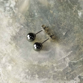Edelstenen oorbellen Hematite Stud 6 mm