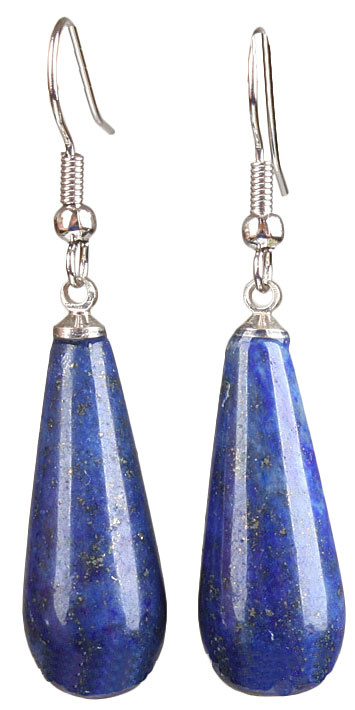 Edelstenen oorbellen Lapis Lazuli Long Drop