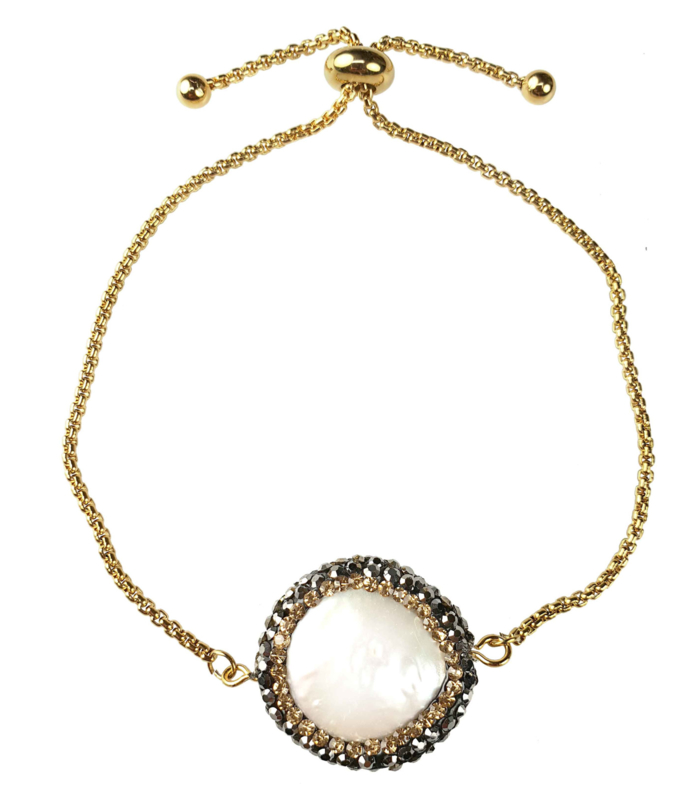 Zoetwater parel armband Bright Minimal Gold Coin
