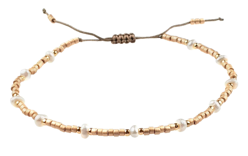 Zoetwater parel armband Mini Pearl Bead Gold