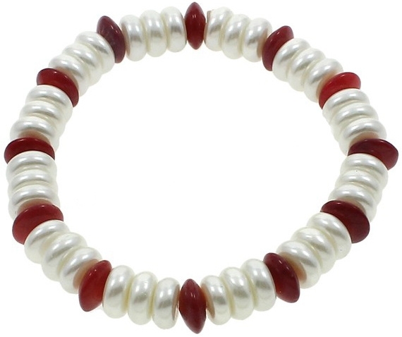 Mother of pearl parel en koralen armband Coral Coin Pearl