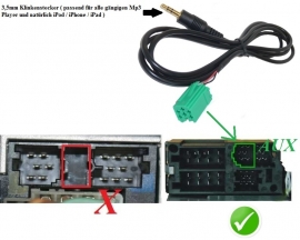 Aux jack kabel Renault naar 3.5MM Jack