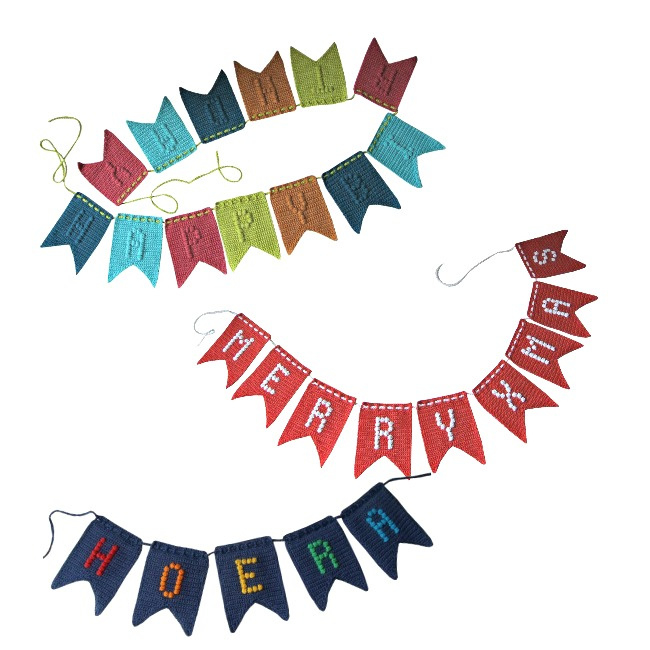 Haakpatroon nr. 107 vlaggenlijn 'Happy Birthday, Merry X Mas & Hoera'