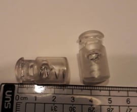 Koordstoppers transparant, ovaal B. 1,2 cm, H. 2,5 cm
