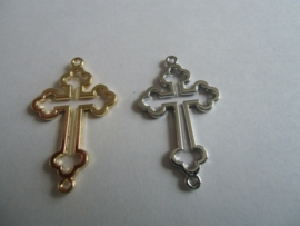 Kruis, tussenzetsel goud- of nikkelkleur- 35 x 21 mm