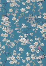 Little Greene behang Massingberd Blossom - Deep Blue
