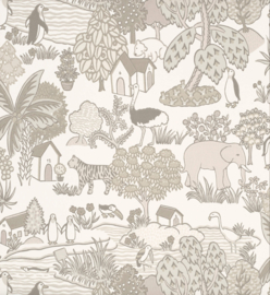 Little Greene behang Animal Kingdom - Portland Stone