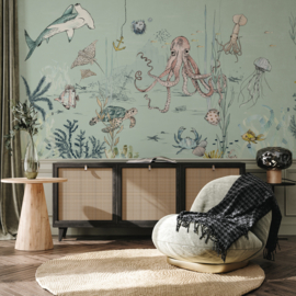Annet Weelink Design Underwater Wonders behang Mint