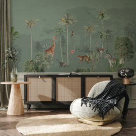 Annet Weelink Design Wildlife's Playground behang Green
