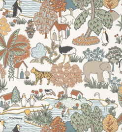 Little Greene behang Animal Kingdom - Pea